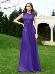 Robe Appliquée de A-ligne en Mousseline et Dentelle Régence Grande Taille