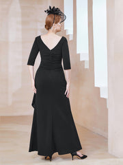 Robe de A-ligne Plissée en Mousseline Longueur au Sol Noir Grande Taille
