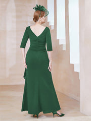 Robe de A-ligne Plissée en Mousseline Longueur au Sol Vert Foncé Grande Taille