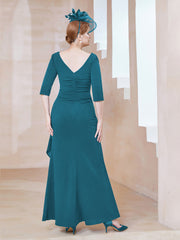 Robe de A-ligne Plissée en Mousseline Longueur au Sol Bleu Encre Grande Taille