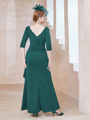 Robe de A-ligne Plissée en Mousseline Longueur au Sol Paon