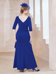 Robe de A-ligne Plissée en Mousseline Longueur au Sol Bleu Royale