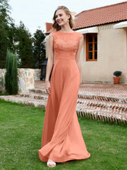 Robe de A-ligne en Mousseline avec Décolleté Illusion Papaye Grande Taille