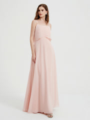 Spaghetti Bretelles Simple Robes De Demoiselle d'Honneur Rose Perle