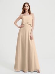 Spaghetti Bretelles Simple Robes De Demoiselle d'Honneur Champagne