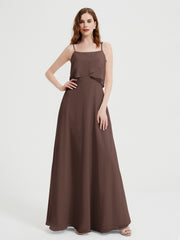 Spaghetti Bretelles Simple Robes De Demoiselle d'Honneur Chocolat
