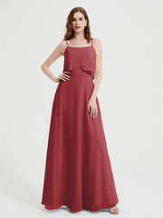 Spaghetti Bretelles Simple Robes De Demoiselle d'Honneur Cannelle Rose