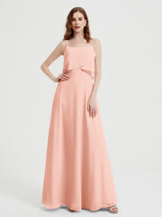 Spaghetti Bretelles Simple Robes De Demoiselle d'Honneur Corail