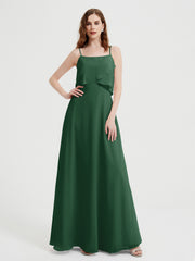 Spaghetti Bretelles Simple Robes De Demoiselle d'Honneur Vert Foncé