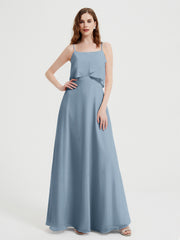 Spaghetti Bretelles Simple Robes De Demoiselle d'Honneur Bleu Poudré