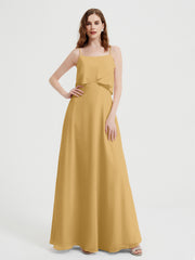 Spaghetti Bretelles Simple Robes De Demoiselle d'Honneur Or