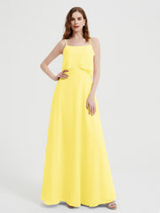 Spaghetti Bretelles Simple Robes De Demoiselle d'Honneur Citron