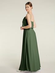 Spaghetti Bretelles Simple Robes De Demoiselle d'Honneur Olive Verte Grande Taille