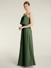 Spaghetti Bretelles Simple Robes De Demoiselle d'Honneur Olive Verte Grande Taille
