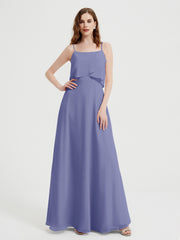 Spaghetti Bretelles Simple Robes De Demoiselle d'Honneur Pervenche Grande Taille