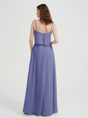 Spaghetti Bretelles Simple Robes De Demoiselle d'Honneur Pervenche Grande Taille