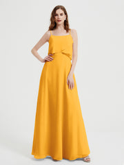 Spaghetti Bretelles Simple Robes De Demoiselle d'Honneur Mandarine