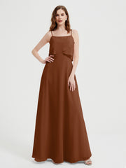 Spaghetti Bretelles Simple Robes De Demoiselle d'Honneur terracotta Grande Taille