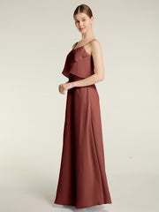 Spaghetti Bretelles Simple Robes De Demoiselle d'Honneur terracotta Grande Taille