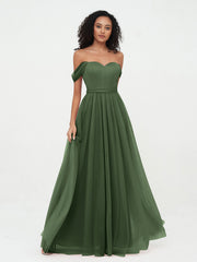 Robes Princesse en Tulle à Epaules Dénudées avec Nœud à Ceinture Olive Verte Grande Taille