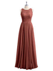 Robe de Demoiselles d'honneur Longue Dentelle et Mousseline terracotta Grande Taille