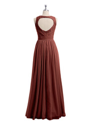 Robe de Demoiselles d'honneur Longue Dentelle et Mousseline terracotta Grande Taille