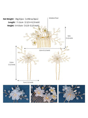Peignes à Cheveux Cristal/Perles Accessoires 3 Pcs
