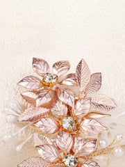 Épingle à Cheveux Métal Fleurs et Feuilles Peintes à la Main