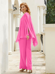 Pantsuit à Manches Flottantes Top en Mousseline Azalée Grande Taille