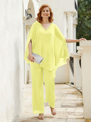 Pantsuit à Manches Flottantes Top en Mousseline Jonquille