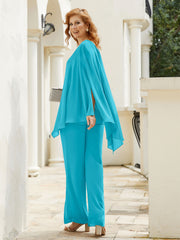 Pantsuit à Manches Flottantes Top en Mousseline Jade
