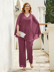 Pantsuit à Manches Flottantes Top en Mousseline Mûre