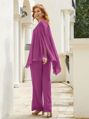 Pantsuit à Manches Flottantes Top en Mousseline Orchidee