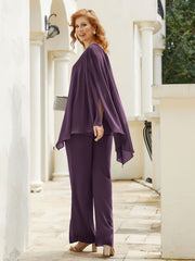 Pantsuit à Manches Flottantes Top en Mousseline Plum Grande Taille