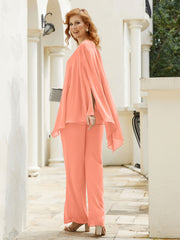 Pantsuit à Manches Flottantes Top en Mousseline Crépuscule Grande Taille