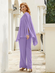 Pantsuit à Manches Flottantes Top en Mousseline Tahiti