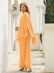 Pantsuit à Manches Flottantes Top en Mousseline Mandarine Grande Taille
