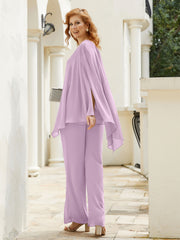 Pantsuit à Manches Flottantes Top en Mousseline Glycine Grande Taille