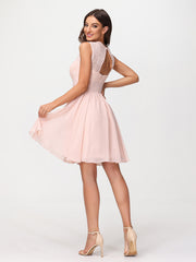 Col d'Illusion Mousseline et Dentelle Robe Rose Perle