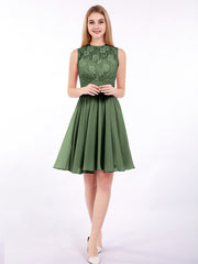 Col d'Illusion Mousseline et Dentelle Robe Olive Verte Grande Taille