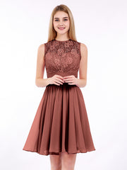 Col d'Illusion Mousseline et Dentelle Robe terracotta Grande Taille