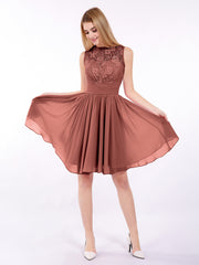 Col d'Illusion Mousseline et Dentelle Robe terracotta Grande Taille