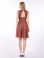 Col d'Illusion Mousseline et Dentelle Robe terracotta Grande Taille