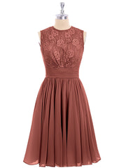 Col d'Illusion Mousseline et Dentelle Robe terracotta Grande Taille