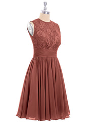 Col d'Illusion Mousseline et Dentelle Robe terracotta Grande Taille