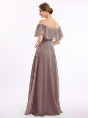 Hors De l'Épaule Mousseline Longueur Complète Robe Dusk