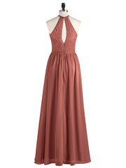 Mousseline Licou Maxi Robe avec Bustier Dentelle terracotta