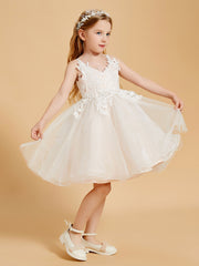 Robes de Fille en Tulle Enchanteresse avec Appliques en Dentelle