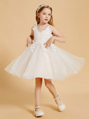Robes de Fille en Tulle Enchanteresse avec Appliques en Dentelle
