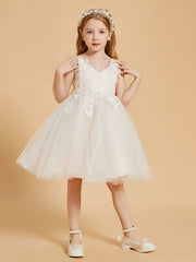 Robes de Fille en Tulle Enchanteresse avec Appliques en Dentelle